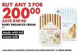 Woolworths DAIRY DREAM ICE CREAM offer