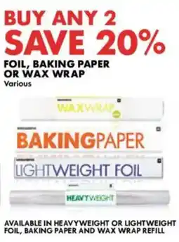 Woolworths Foil, Baking Paper or Wax Wrap offer