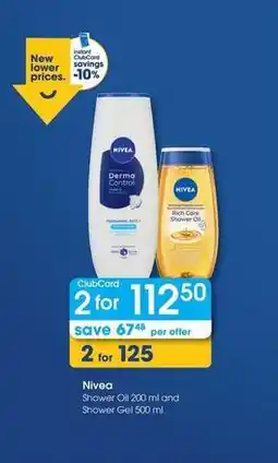 Clicks Nivea - shower oil and shower gel offer
