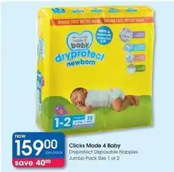 Clicks Clicks - dryprotect disposable nappies jumbo pack offer