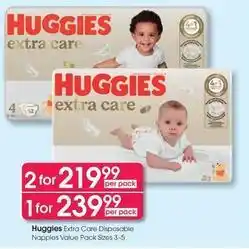 Clicks Huggies - extra care disposable nappies value pack offer