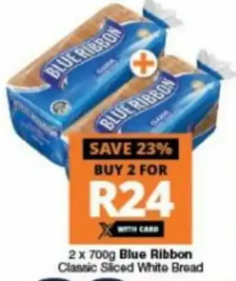 Checkers Blue Ribbon Classic Sliced White Bread 2 x 700g offer