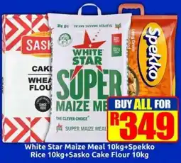 Three Star Cash and Carry White Star Super Maize Meal + Spekko Rice + Sasko Cake Flour offer