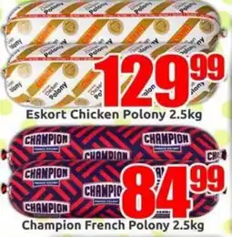Three Star Cash and Carry Eskort Chicken Polony offer