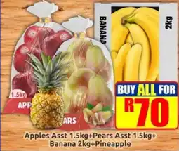 Three Star Cash and Carry Apples Assorted+Pears Assorted+Banana+Pineapple offer