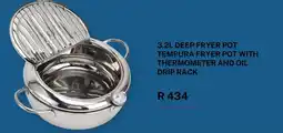 Takealot 3.2L DEEP FRYER POT TEMPURA FRYER POT WITH THERMOMETER AND OIL DRIP RACK offer