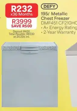 OK Furniture DEFY 195l Metallic Chest Freezer offer