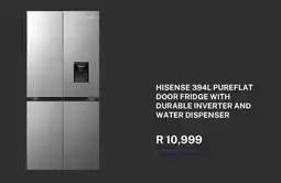 Takealot HISENSE 394L PUREFLAT DOOR FRIDGE WITH DURABLE INVERTER AND WATER DISPENSER offer
