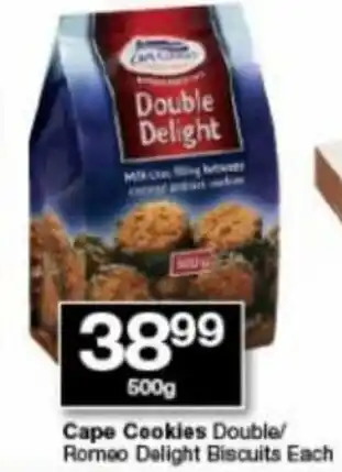 Checkers Cape Cookies Double/Romeo Delight Biscuits 500g offer