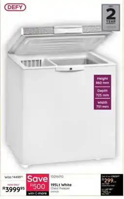 Bradlows DEFY 195Lt White Chest Freezer offer