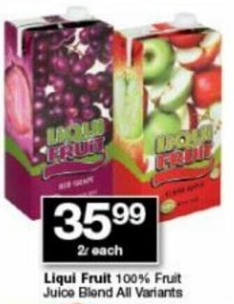 Checkers Liqui Fruit 100% Fruit Juice Blend 2L offer