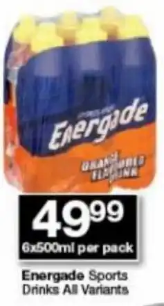 Checkers Energade Sports Drinks 6 x 500ml offer