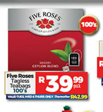 Take 'n Pay Five Roses Tagless Teabags 100's offer