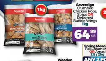 Take 'n Pay Sovereign Crumbed Chicken Pops, Strips or Deboned Buffalo Wings 1kg offer