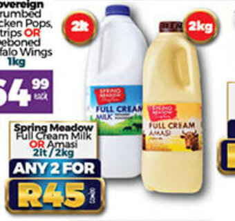 Take 'n Pay Spring Meadow Full Cream Milk or Amasi 2lt /2kg offer