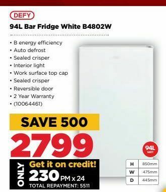 HiFi Corp 94l bar fridge white defy offer