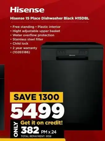 HiFi Corp 15 place dishwasher black hisense offer