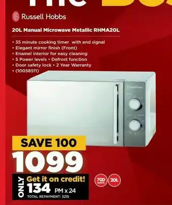 HiFi Corp 20l manuel microwave metallic oven russell hobbs offer