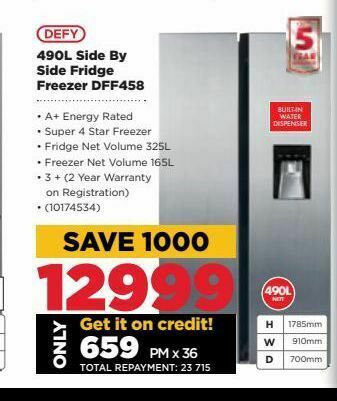 HiFi Corp 490l side by side fridge freezer defy offer