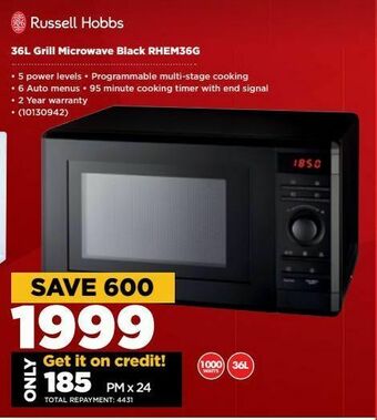 HiFi Corp 36l grill microwave black russell hobbs offer
