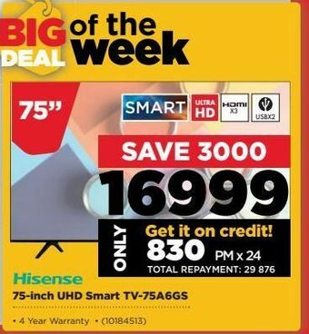 HiFi Corp 75-inch uhd smart tv hisense offer
