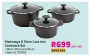 Game Mainstays 6 Piece Cast Iron Cookware Set-Per Set offer