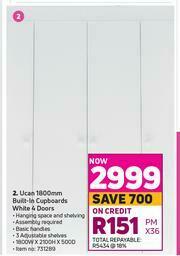 Game Ucan 1800mm Built In Cupboards White offer