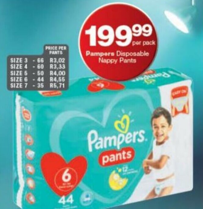 Pampers Disposable Nappy Pants offer at Checkers