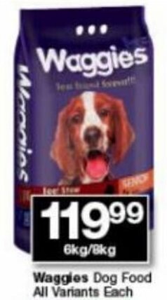 Checkers Waggies Dog Food All Variants 6kg/8kg offer
