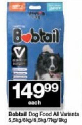Checkers Bobtail Dog Food All Variants 5,5kg/6kg/6,5kg/7kg/8kg offer