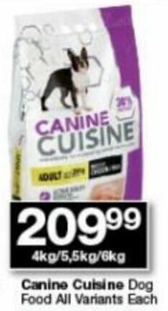 Checkers Canine Cuisine Dog Food All Variants 4kg/5,5kg/6kg offer