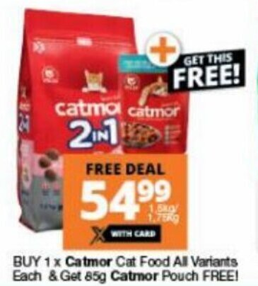 Checkers Catmor Cat Food All Variants 1,5kg/1,7kg+ 85g offer