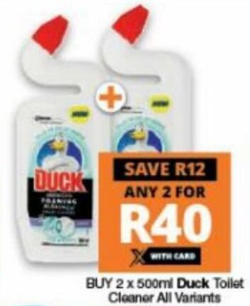 Checkers Duck Toilet Cleaner All Variants 2x500ml offer