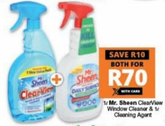 Checkers Mr. Sheen Clear View Window Cleaner & Cleaning Agent 1L offer