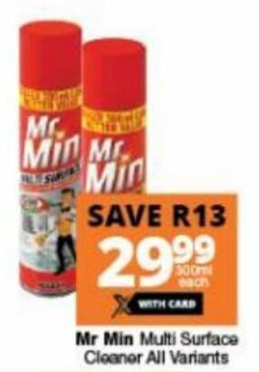 Checkers Mr. Min Multi Surface Cleaner All Variants offer
