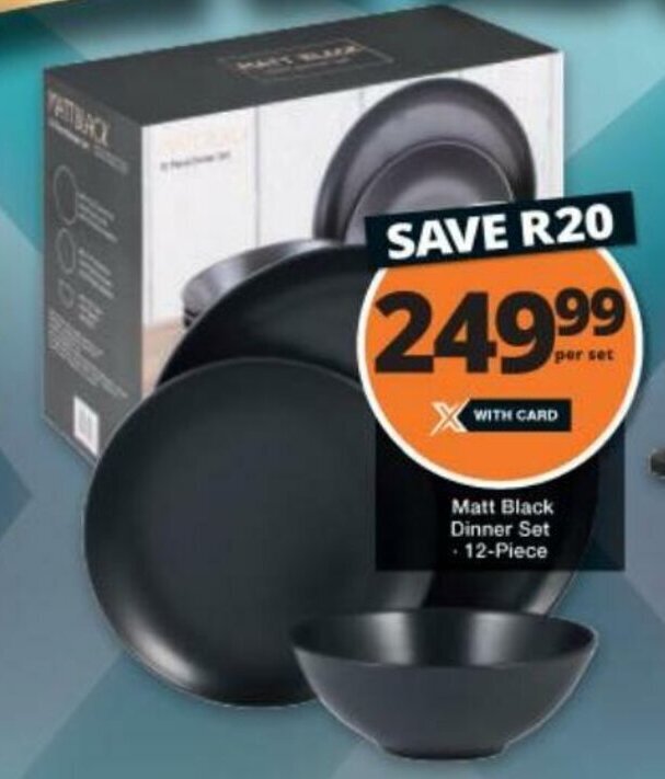 Matt Black Dinner Set 12piece offer at Checkers