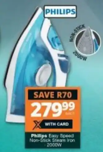 Checkers Philips Easy Speed Non-Stick Steam Iron 2000W offer