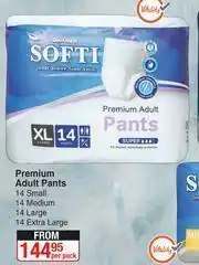 Dis-Chem Softi Premium Adult Pants 14 Small, 14 Medium, 14 Large, 14 Extra Large-Per Pack offer