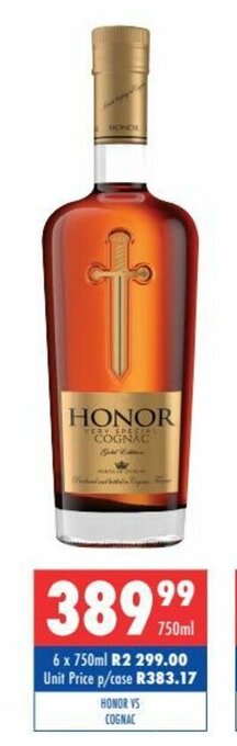 Ultra Liquors Honor VS Cognac 750ml offer