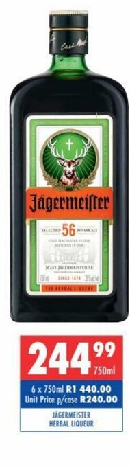 Ultra Liquors Jagermeister Herbal Liqueur 750ml offer