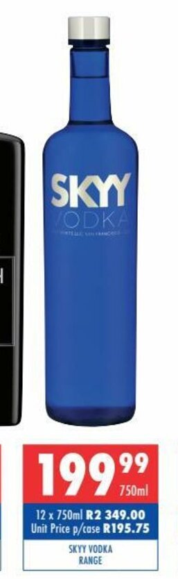Ultra Liquors Skyy Vodka Range 750ml offer