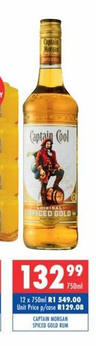 Ultra Liquors Captain Morgan Spiced Gold Rum 750ml offer