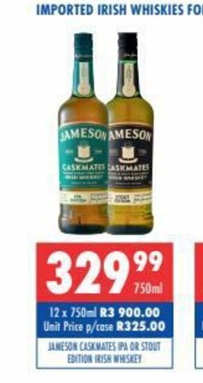 Ultra Liquors Jameson Caskmates IPA or Stout Edition Irish Whiskey 750ml offer