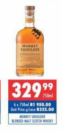 Ultra Liquors Monkey Shoulder Blended Malt Scotch Whisky 750ml offer