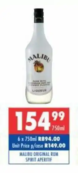 Ultra Liquors Malibu Original Rum Spirit Aperitif 750ml offer