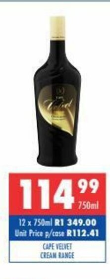 Ultra Liquors Cape Velvet Cream Range 750ml offer