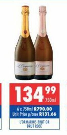 L'Ormarins Brut or Brut Rose 750ml