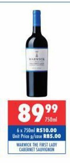 Ultra Liquors Warwick The First Lady Cabernet Sauvignon 750ml offer