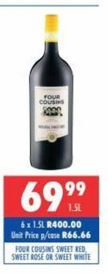 Ultra Liquors Flour Cousins Sweet Red, Sweet Rose or Sweet White 1.5L offer