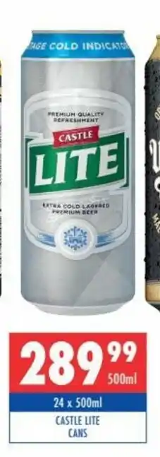 Ultra Liquors Castle Lite Cans 24x500ml offer